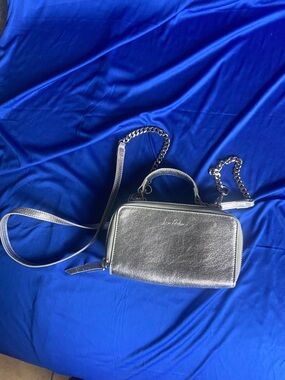 Sam Edelman Metallic Silver Crossbody with Chain Strap